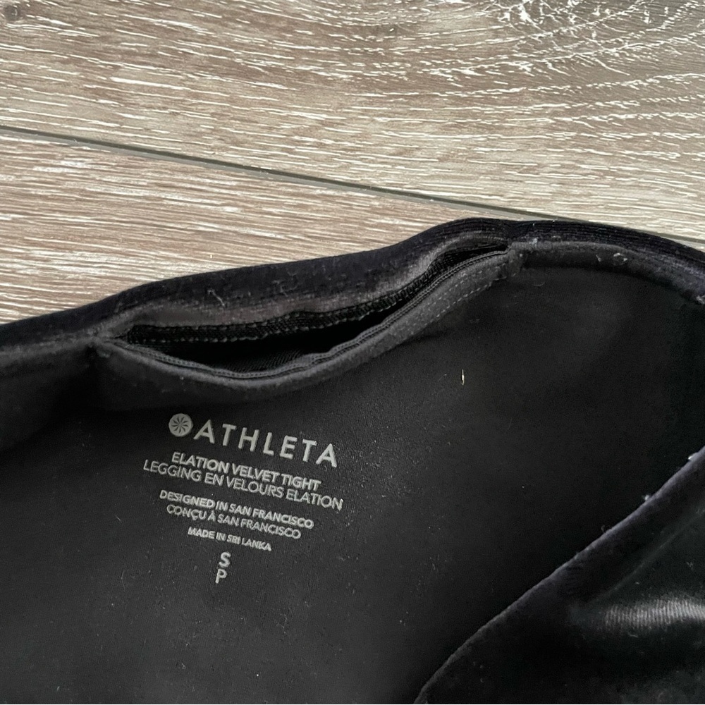 ATHLETA Elation Velvet Tight Size S/P Black High Rise - Picture 9 of 9